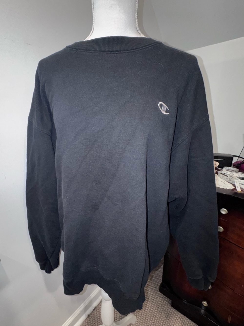 Champion Black Sweatshirt with Small Embroidered Logo